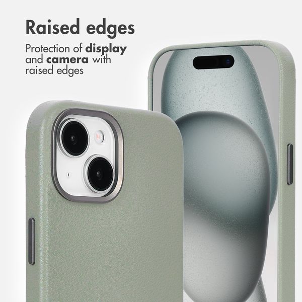 Accezz Leather Back Cover with MagSafe Apple iPhone 15 - Light Grey