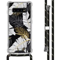 imoshion Design hoesje met koord Samsung Galaxy S10 Plus - Bladeren - Zwart / Goud