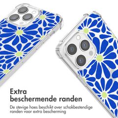 imoshion Design hoesje met koord iPhone 13 Pro - Cobalt Blue Flowers Connect