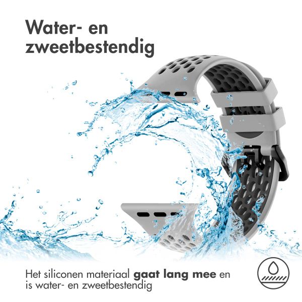 imoshion Siliconen sport bandje met gesp Apple Watch Series 1 - 9 / SE (38/40/41 mm) | Series 10 / 11 (42 mm) - Grey / Black