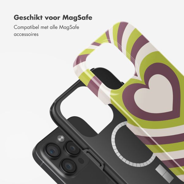 Selencia Vivid Tough Backcover met MagSafe iPhone 15 Pro - Double Hearts Plum Fern