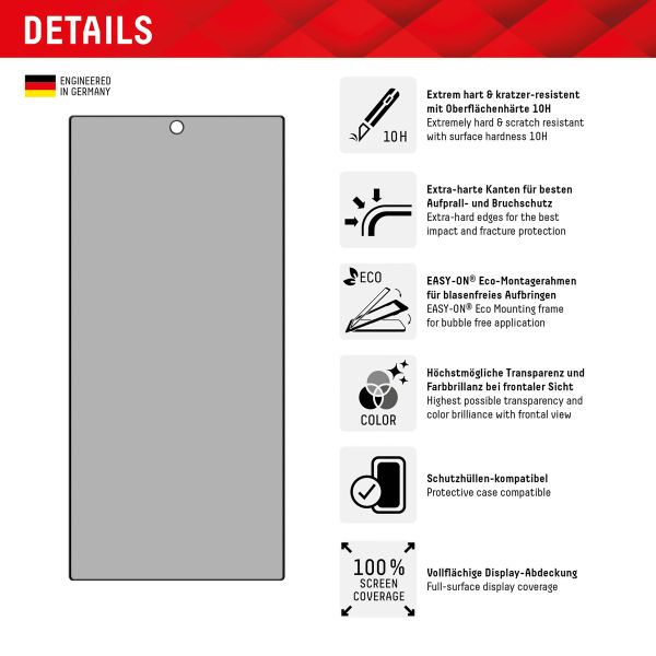 Displex Screenprotector Privacy Glass Full Cover Samsung Galaxy S24 Ultra