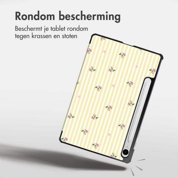 imoshion Design Trifold Bookcase Samsung Galaxy Tab S9 11.0 inch / S10 Lite / S10 FE / S9 FE 10.9 inch - Garden Stripes
