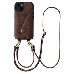 Selencia Sera Telefoonhoes met Koord en Envelop Pashouder Apple iPhone 14 / 13 - Chocolate Brown