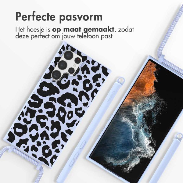 imoshion Siliconen design hoesje met koord Samsung Galaxy S22 Ultra - Animal Lila