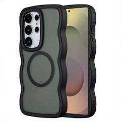 Selencia Wavy Backcover met MagSafe Samsung Galaxy S25 Ultra - Zwart