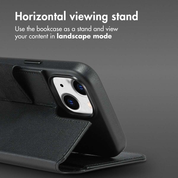 Accezz 2-in-1 Leather Bookcase with MagSafe Apple iPhone 15 - Onyx Black
