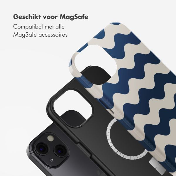 Selencia Vivid Tough Backcover met MagSafe iPhone 13 - Wave Vibes Classic Blue