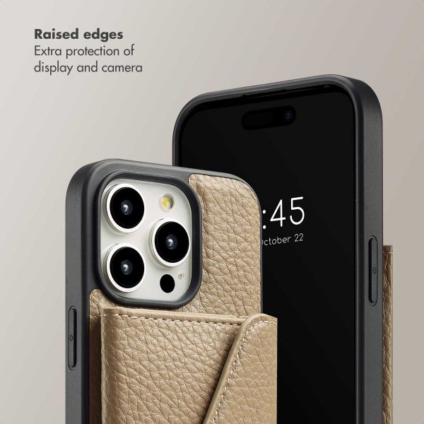 Selencia Sera Phone Case with Cord and Envelope Card Holder Apple iPhone 15 Pro - Taupe