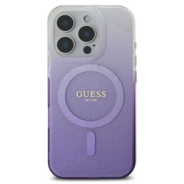 Guess MagSafe IML Glitter Gradient Case iPhone 16 Pro - Purple