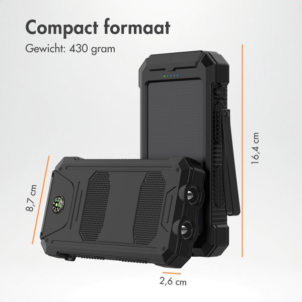 imoshion Solar Powerbank met Zonnepaneel - Quick Charge en Power Delivery - 20.000 mAh - Zwart