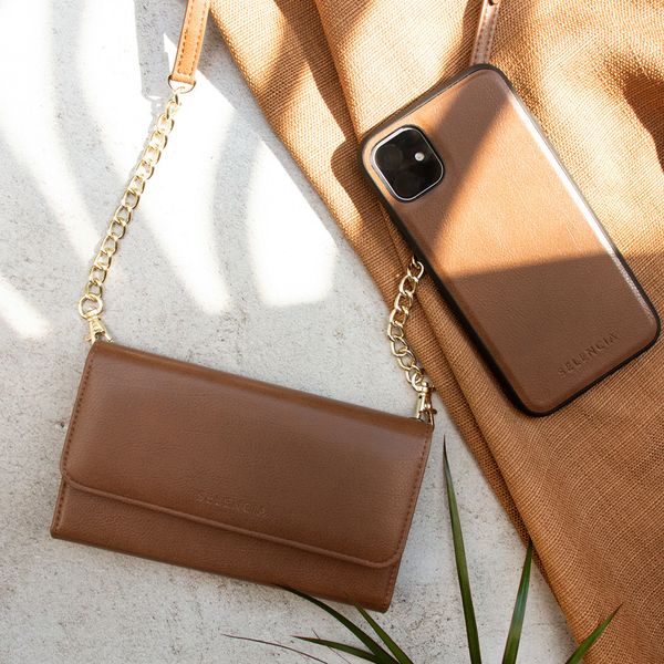 Selencia Eny Uitneembare Vegan Lederen Clutch iPhone Xs / X - Bruin