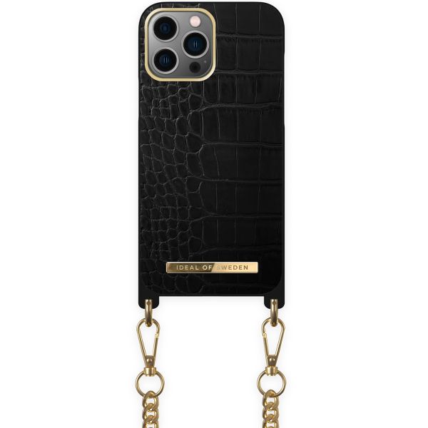 iDeal of Sweden Atelier Necklace Case iPhone 13 Pro Max - Jet Black Croco