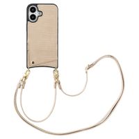 Selencia Nova Croco Phone Case with Cord and Card Holder Apple iPhone 16 - Beige