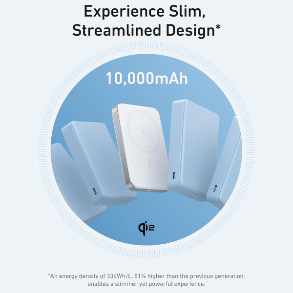 Anker MagGo Slim Powerbank 10.000 mAh - Geschikt voor MagSafe en Qi2 - Wit