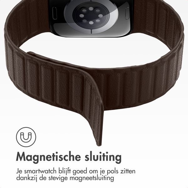 Accezz Magnetisch echt lederen bandje Apple Watch | 44/45/46/49 mm - Chocolate Brown
