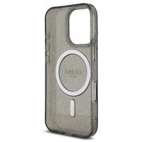 Guess MagSafe IML Glitter Case met beads strap Apple iPhone 16 Pro Max - Zwart