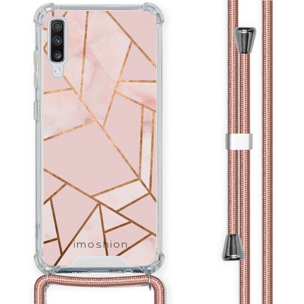 imoshion Design hoesje met koord Samsung Galaxy A70 - Grafisch Koper - Roze / Goud