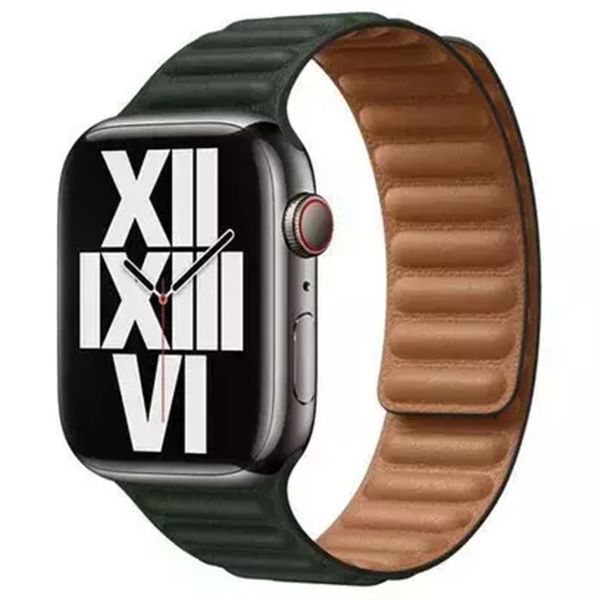 Apple Leather Link Apple Watch Series 1-10 / SE / Ultra (2) - 42/44/45/46/49 mm - Maat M/L - Sequoia Green