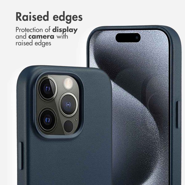 Accezz Leather Back Cover with MagSafe Apple iPhone 15 Pro - Nightfall Blue