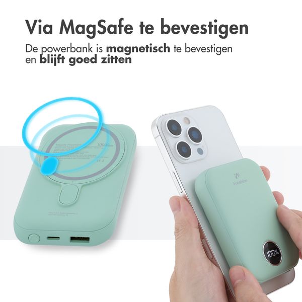 imoshion MagSafe Powerbank 10.000 mAh - Draadloze powerbank - Quick Charge en Power Delivery - Sage Green