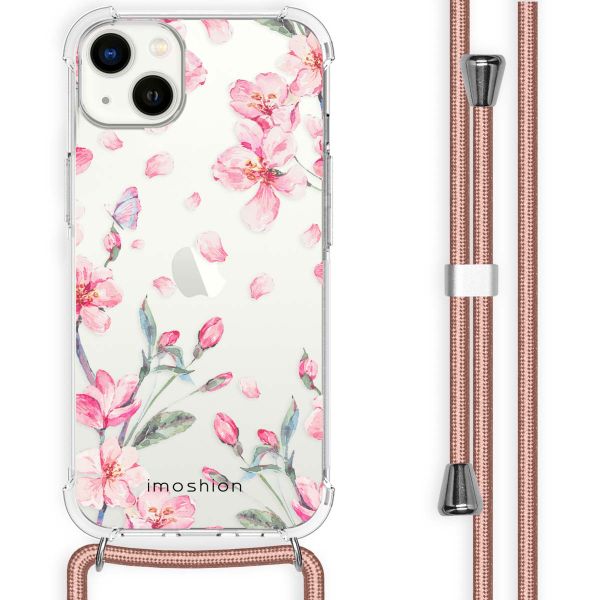 imoshion Design hoesje met koord iPhone 14 Plus - Bloem - Roze