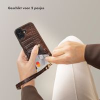 Selencia Nova Croco Telefoonhoes met Koord en Pashouder Apple iPhone 17 Pro - Choco Brown