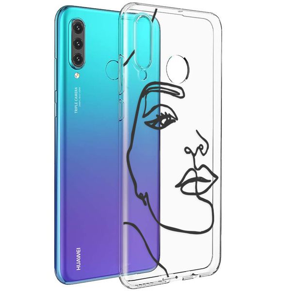 imoshion Design hoesje Huawei P30 Lite - Abstract Gezicht - Zwart