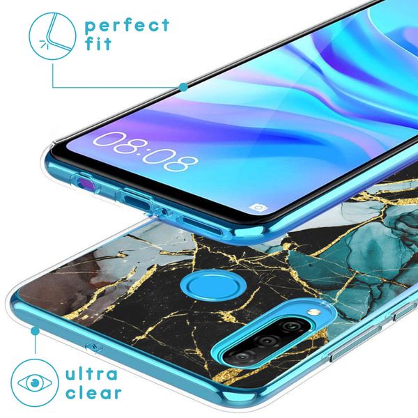 imoshion Design hoesje Huawei P30 Lite - Marmer - Gebroken Blauw