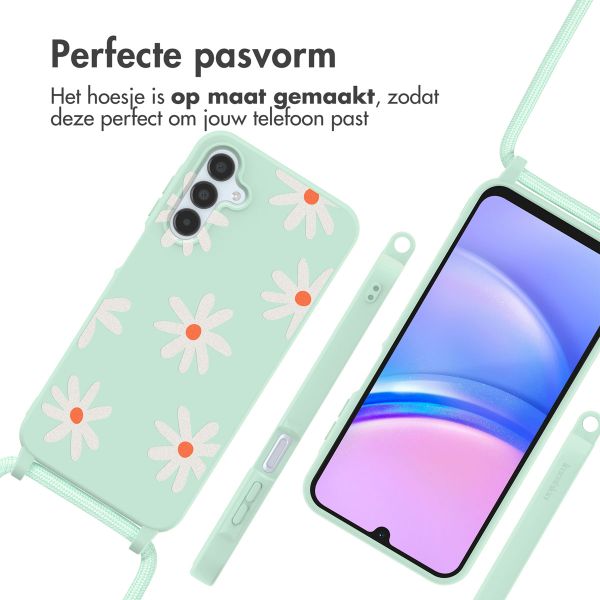 imoshion Siliconen design hoesje met koord Samsung Galaxy A15 (5G/4G) - Green Flower Distance