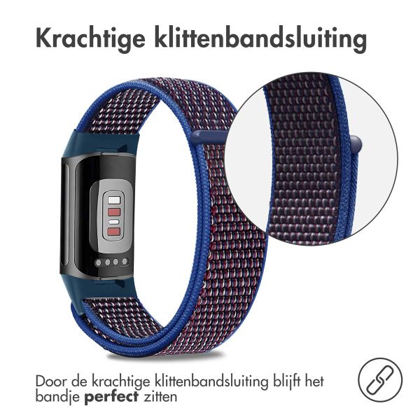 imoshion Nylon bandje Fitbit Charge 5 / Charge 6 - Maat S - Blauw