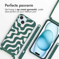 imoshion Siliconen design hoesje met koord iPhone 15 - Petrol Green Groovy