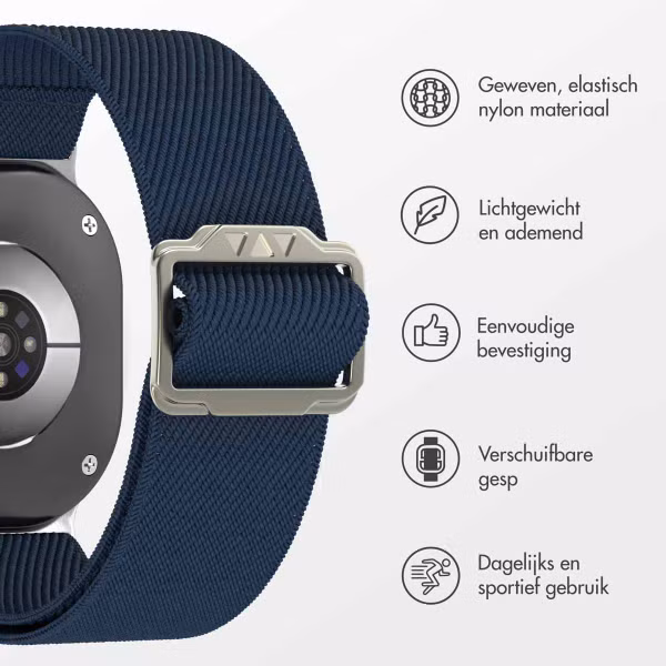 imoshion Elastisch Nylonbandje voor de Samsung Galaxy Watch 8 (Classic) - 40 / 44 / 46mm - Donkerblauw