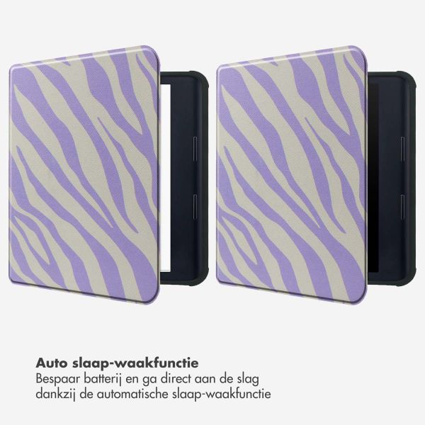 Selencia Vivid Bookcase Kobo Libra Colour - Zebra Light Lilac