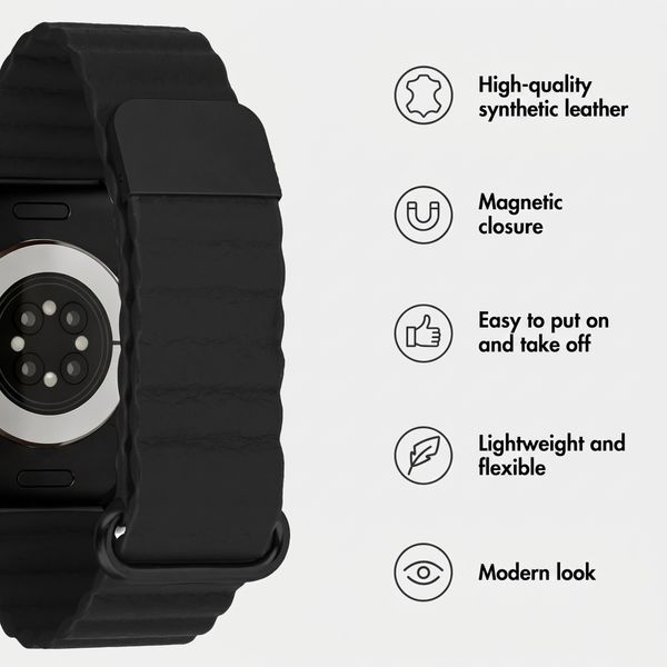 imoshion Magnetic Faux Leather Band Apple Watch | 38/40/41/42 mm - Black