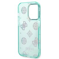 Guess Peony Glitter Backcover iPhone 14 Pro - Turquoise