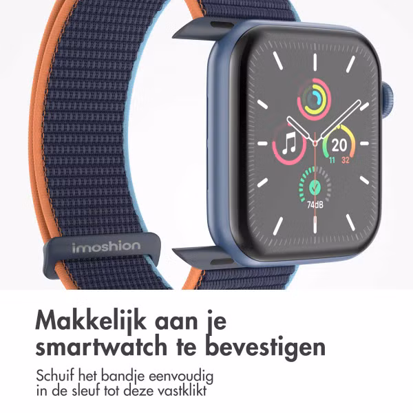 imoshion Nylon bandje Apple Watch Series 1 t/m 9 / SE (38/40/41 mm) | Series 10 / 11 (42 mm) - Dark Navy Blue