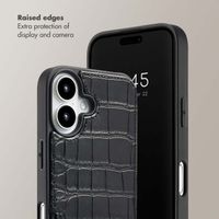 Selencia Nova Croco Phone Case with Cord and Card Holder Apple iPhone 16 - Black