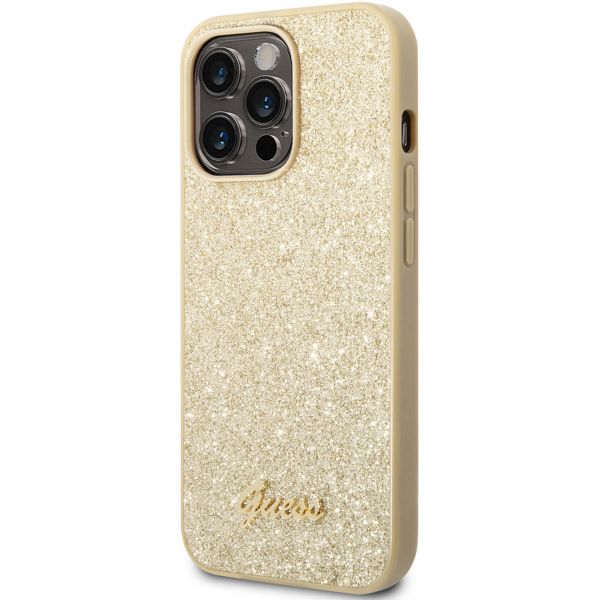 Guess Glitter Flakes Backcover Apple iPhone 14 Pro - Goud