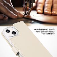 Selencia Echt Lederen Bookcase iPhone 14 - Greige