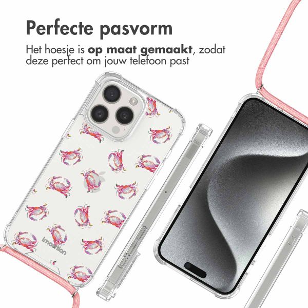 imoshion Design hoesje met koord Apple iPhone 15 Pro Max - Crab Watercolor