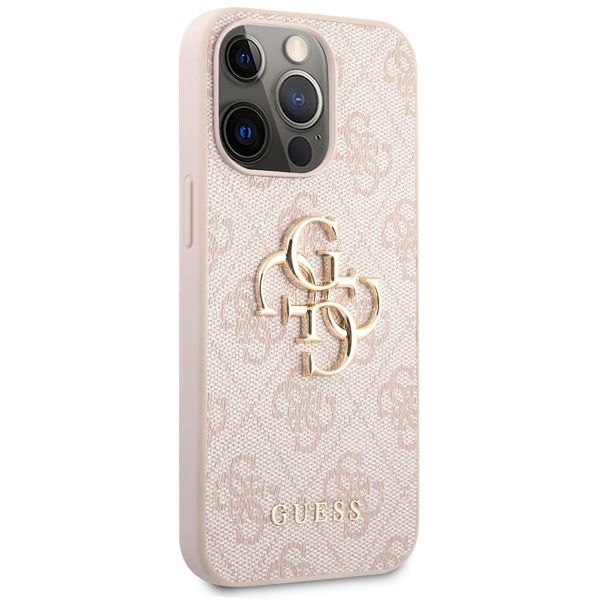 Guess 4G Metal Logo Backcover iPhone 13 - Roze / Goud