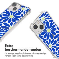 imoshion Design hoesje met koord iPhone 13 Mini - Cobalt Blue Flowers Connect