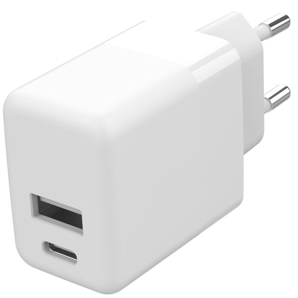 Accezz Wall Charger iPhone Xs Max - Oplader - USB-C en USB aansluiting - Power Delivery - 20 Watt - Wit