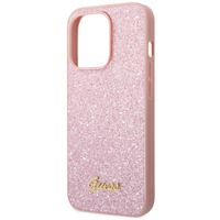 Guess Glitter Flakes Backcover iPhone 14 Pro Max - Roze