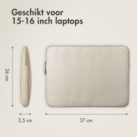 Accezz Leather Laptop hoes met rits 15-16 inch - Laptopsleeve - Beige