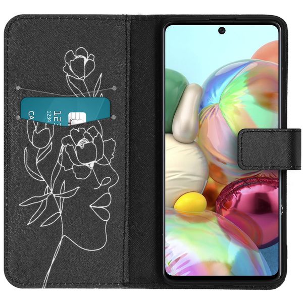 imoshion Design Softcase Bookcase Galaxy A71 - Woman Flower Black