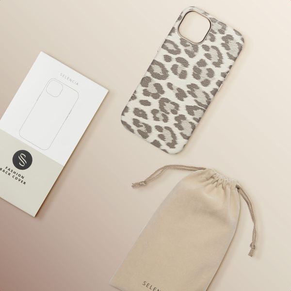 Selencia Sabi Back Cover Panther Print with MagSafe Apple iPhone 13 - Soft Ivory