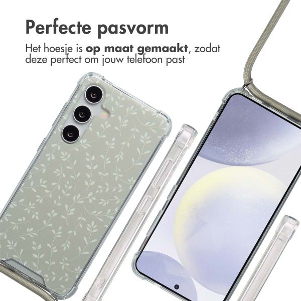 imoshion Design hoesje met koord Samsung Galaxy S24 - Smoke Green Flowers