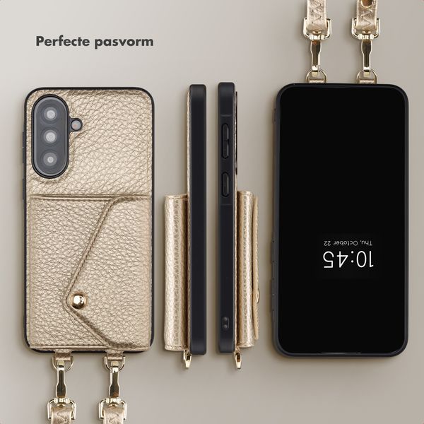 Selencia Sera Telefoonhoes met Koord en Envelop Pashouder Samsung Galaxy A37 (5G) - Champagne